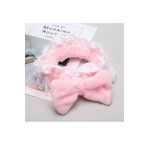 Toyaş Fırfırlı Peluş Bandana Makyaj Spa Saç Bandı Açık pembe