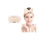 Toyaş Fiyonk Peluş Bandana Makyaj Spa Saç Bandı açık Kahve