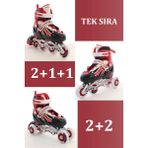 Toyaş Kırmızı Ayarlanabilir 2+2 Işıklı Metal Alıştırma Pateni Taşıma Çantalı - 34 - 37 - Siyah - Kırmızı