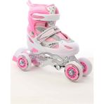 Toyaş Pembe Ayarlanabilir Metal Alıştırma Pateni 2+2 Işıklı 4 Tekerlekli Klasik - 34 - 37 - Pembe - Beyaz