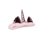 Toyaş Unicorn Peluş Bandana Makyaj Saç Bandı Açık Pembe Pembe Boynuzlu