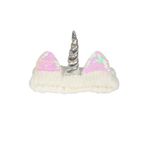 Toyaş Unicorn Peluş Bandana Makyaj Saç Bandı Beyaz Gümüşi Boynuzlu
