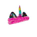 Toyaş Unicorn Peluş Bandana Makyaj Saç Bandı Fuşya Gökkuşağı Boynuzlu