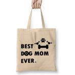 Toyaso Best Dog Mom Köpek Annesi Beyaz Bez Çanta Uzun Saplı Alışveriş Çantası Plaj Çantası - 34*40 cm - 001-Beyaz