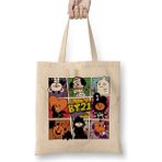 Toyaso BT21 Halloween Cadılar Bayramı Bts Beyaz Bez Çanta Uzun Saplı Alışveriş Çantası Plaj Çantası - 34*40 cm - 001-Beyaz