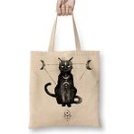Toyaso Cats Kedi Antik Kedi Figür Kittens Beyaz Bez Çanta Uzun Saplı Alışveriş Çantası Plaj Çantası - 34*40 cm - 001-Beyaz