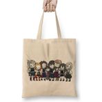 Toyaso Demon Slayer Iblis Keser Karakterler 01 Beyaz Bez Çanta Uzun Saplı Alışveriş Çantası Plaj Çantası - 34*40 cm - 001-Beyaz