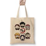 Toyaso Demon Slayer Iblis Keser Kedi Beyaz Bez Çanta Uzun Saplı Alışveriş Çantası Plaj Çantası - 34*40 cm - 001-Beyaz