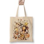 Toyaso Dogs Pug Köpek Beyaz Bez Çanta Uzun Saplı Alışveriş Çantası - 34*40 cm - 001-Beyaz