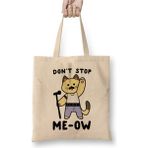Toyaso Don't Stop Me-Ow Kpop Cats Kedi Beyaz Bez Çanta Uzun Saplı Alışveriş Çantası Plaj Çantası - 001 - Beyaz