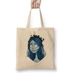 Toyaso Emily Corpse Bride 01 Beyaz Bez Çanta Uzun Saplı Alışveriş Çantası Plaj Çantası - 34*40 cm - 001-Beyaz