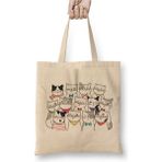 Toyaso Funny Cat Kedi Beyaz Bez Çanta Uzun Saplı Alışveriş Çantası Plaj Çantası - 34*40 cm - 001-Beyaz