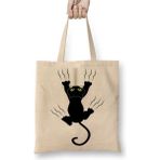 Toyaso Gato Preto Cat Kedi Beyaz Bez Çanta Uzun Saplı Alışveriş Çantası Plaj Çantası - 34*40 cm - 001-Beyaz