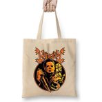 Toyaso Halloween Cadılar Bayramı Michael Myers Beyaz Bez Çanta Uzun Saplı Alışveriş Çantası Plaj Çantası - 34*40 cm - 001-Beyaz