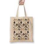 Toyaso Kediler Cats Graphic Beyaz Bez Çanta Uzun Saplı Alışveriş Çantası Plaj Çantası - 34*40 cm - 001-Beyaz