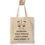 Toyaso Komik Söz Hayallerime Otopsi Istiyorum Beyaz Bez Çanta Uzun Saplı Alışveriş Çantası Plaj Çantası - 34x40 - 001 - Beyaz