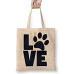 Toyaso Love Dog Pug Cat Kedi Köpek Beyaz Bez Çanta Uzun Saplı Alışveriş Çantası Plaj Çantası - 34*40 cm - 001-Beyaz