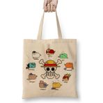 Toyaso One Piece Cats Kediler Karakterler Beyaz Bez Çanta Uzun Saplı Alışveriş Çantası Plaj Çantası - 34*40 cm - 001-Beyaz