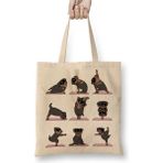 Toyaso Rottweiler Yoga Rotfaydır Pug Köpek Yoga Beyaz Bez Çanta Uzun Saplı Alışveriş Çantası Plaj Çantası - 34*40 cm - 001-Beyaz