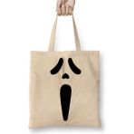 Toyaso Scream Çığlık Horror Cadılar Bayramı Beyaz Bez Çanta Uzun Saplı Alışveriş Çantası Plaj Çantası - 34*40 cm - 001-Beyaz