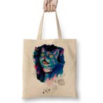 Toyaso Space Cat Kedi Gezegenler Beyaz Bez Çanta Uzun Saplı Alışveriş Çantası Plaj Çantası - 34*40 cm - 001-Beyaz