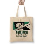 Toyaso Tanjiro Demon Slayer Beyaz Bez Çanta Uzun Saplı Alışveriş Çantası Plaj Çantası - 34*40 cm - 001-Beyaz