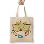 Toyaso Togepi Pokemon Beyaz Bez Çanta Uzun Saplı Alışveriş Çantası Plaj Çantası - 34x40 - 001 - Beyaz