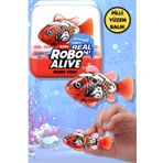 Toyfest 1.8 Metre Derine Dalan Suda Renk Değiştiren Yüzen Pilli Robo Alive Balık - 6.8 cm - 1 Adet - Kırmızı