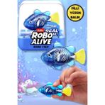 Toyfest 1.8 Metre Derine Dalan Suda Renk Değiştiren Yüzen Pilli Robo Alive Balık - 6.8 cm - 1 Adet - Mavi