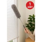 TOYFEST 1 Adet 140 Cm Uzayabilir Mikrofiber Yumuşak Başlıklı Toz Alma Püskülü Gri Renk Temizlik Fırçası