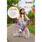 Toyfest 14 Jant Kız Çocuk Bisikleti V Fren Yan Tekerlekli Çantalı Beyaz-Pembe 98X50 cm - 3-6 Yaş Arası