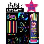 TOYFEST 50 Adet Karanlıkta Parlayan Glow Çubuk Fosforlu Çubuk Bileklik - 8 Saat Boyunca Parlaklık
