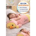 TOYFEST 65 Cm Uzun Peluş Ördek Yastık Uyku Arkadaşı Yumuşak Oyuncak Çocuk Hamile Destek Pembe Sarı