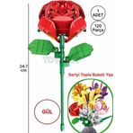 TOYFEST Çiçek Buketleri Lego Yapı Oyuncağı - Kırmızı Çiçek Gül Çiçeği ( 1 ADET ÇİÇEK ) - 120 Parça