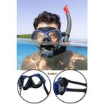Toyfest Dominator Pro Snorkel Set Dalış Maskesi Deniz Yüzücü Gözlüğü Gözlük Maske - Mavi - (14 Yaş Üstü ) 24069 - Renkli