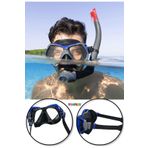 TOYFEST Dominator Pro Snorkel Set Dalış Maskesi Deniz Yüzücü Gözlüğü Gözlük Maske - Mavi - (14 Yaş Üstü )