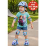 TOYFEST Frozen Çantalı Kasklı, Dizlik ve Dirseklikli 4 Teker Paten Seti-Mor-22-29 Numara için Ayarlanabilir