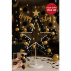 Toyfest Gold Siyah Yıldızlı Balon Standı | Masa Üstü Parti Süsü | Doğum Günü Masa Dekoru Seti