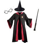 Toyfest Harry Potter Gryffindor Kapişonlu Cübbe Çocuk Boy Şapka Asa Gözlük 4 Parça Set - 9-10 Yaş - Renkli - 9 - 10 Yaş