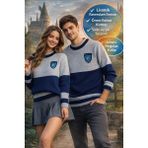 Toyfest Harry Potter Ravenclaw Quidditch Sweatshirt Lisanslı Örme Kazak Mavi Gri Unisex - S Beden