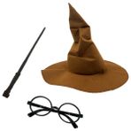 Toyfest Harry Potter Şapkası + Harry Potter Asası + Harry Potter Gözlüğü Çocuk Boy - Renkli - Standart Ayarlanabilir