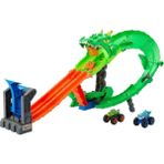 Toyfest Hot Wheels Monster Trucks Köpek Balığı ve Dinozor Korkunç Ejderhaya Karşı Oyun Seti JFR06