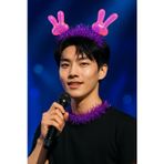 Toyfest KPop Korean Style Yılbaşı Yeni Yıl Koyu Pembe Tavşan Kulaklı Mor Işıltılı Taç Parti Sahne Aksesuarı