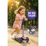 Toyfest Kuromi Figürlü 3 Tekerlekli Çocuk Scooter 3 - 12 Yaş İçin 50 kg Taşıma Kapasitesi
