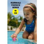 TOYFEST Küvette Havuzda Kendiliğinden Yüzen Kurmalı Swimming Baby Yüzen Bebek - 10 Cm