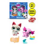 TOYFEST Littlest Pet Shop Minişler 2’li Figür Seti S1 - Aksolotl Ve Kedi - 5 Cm Miniş