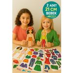 TOYFEST Lizzy Games Mıknatıslı Kız Giydirme Eğitici Oyun Seti - 2 Model Bebek 21 CM + 45 Parça Kıyafet Aks.