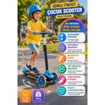 Toyfest Mavi 3 Tekerlekli Işıklı Çocuk Scooter 3-7 Yaş Ayarlanabilir Direksiyon Kaymaz Taban