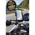 Toyfest Motor,motosiklet,bisiklet ,scooter Için 360 Derece Dönebilen Gidon Versiyonu Telefon Tutucu Aparat - Siyah
