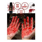 Toyfest Parti & Tiyatro Kanı - Halloween Cadılar Bayramı 50 Gr. Yapay Vampir Dracula Yapay Kan Boya - 2 Adet